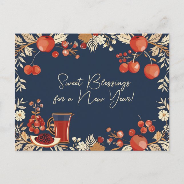 Shana Tova - blått Vykort (Framsida)