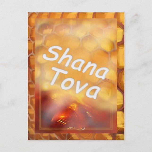 Shana-Tova Honung teckning Lycklig Rosh HaShana Vykort (Framsida)