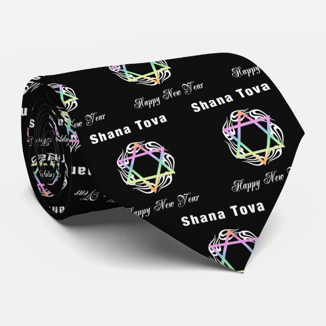 Shana Tova Jewish Star Neck Tie Slips (Rullad)