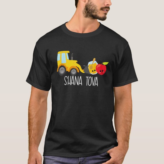 Shana Tova Lastbilar Loader Apple honey Funny Rosh T Shirt (Framsida)