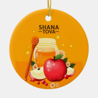 Shana Tova - nytt årskort för Lycklig-jude Julgransprydnad Keramik