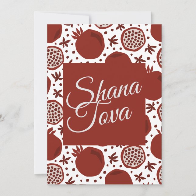 Shana Tova Pomegranate Rosh Hashanah anpassad text Julkort (Framsida)