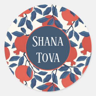 Shana Tova Pomegranate Runt Klistermärke