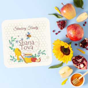 Shana Tova Rosh Hashanah Fyrkantigt Klistermärke