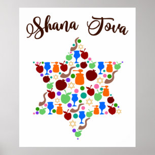 Shana Tova Rosh Hashanah Jewish New Year Helgdag Poster