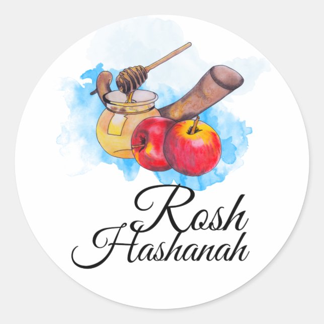 Shana Tova / Rosh Hashanah Runt Klistermärke (Framsida)