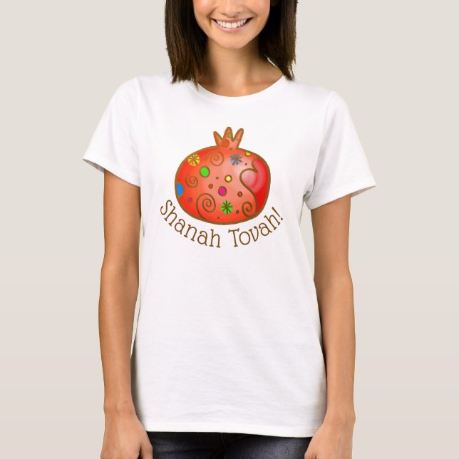 Shanah tovah Festive Pomegranate T-Shirt (Framsida)