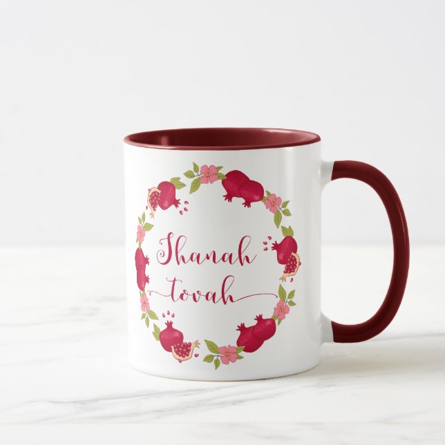 Shanah Tovah New Year Pomegranate Flower Wandan Mugg (Höger)