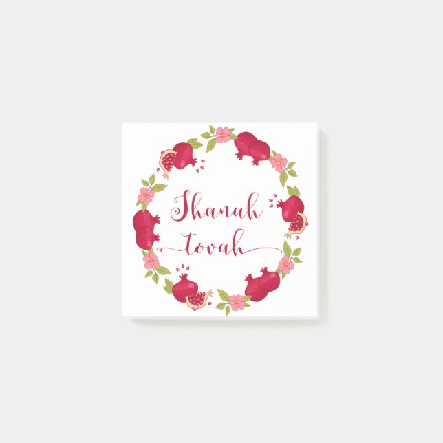 Shanah Tovah New Year Pomegranate Flower Wandan Post-it Block (Framsida)
