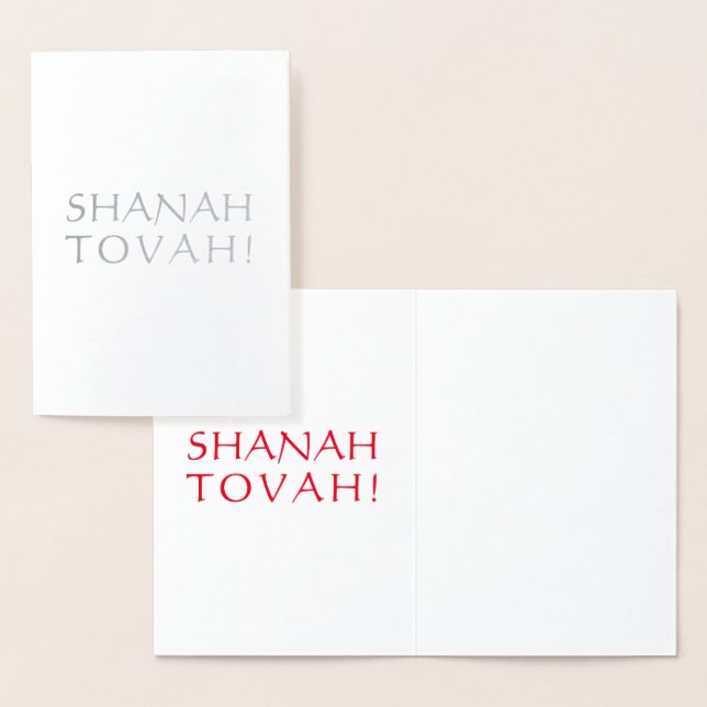 Shanah Tovah, Red insida brev - silver / guld Folierat Kort (Display)