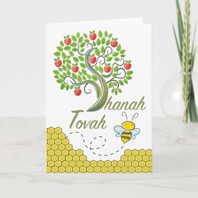 Shanah Tovah, Rosh Hashanah, Apple Träd, HonungsBe Kort (Framsida)