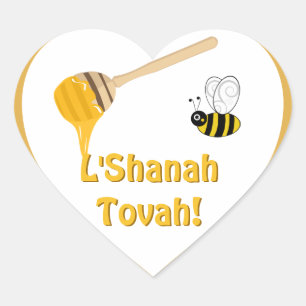 Shanah Tovah Rosh Hashanah Jewish New Year Hjärtformat Klistermärke