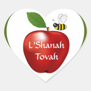 Shanah Tovah Rosh Hashanah judiskt nytt år Hjärtformat Klistermärke