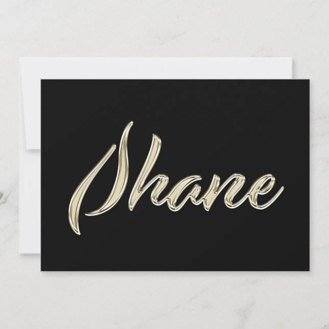 Shane Name white gold Handwriting Karte Kort (Framsida)