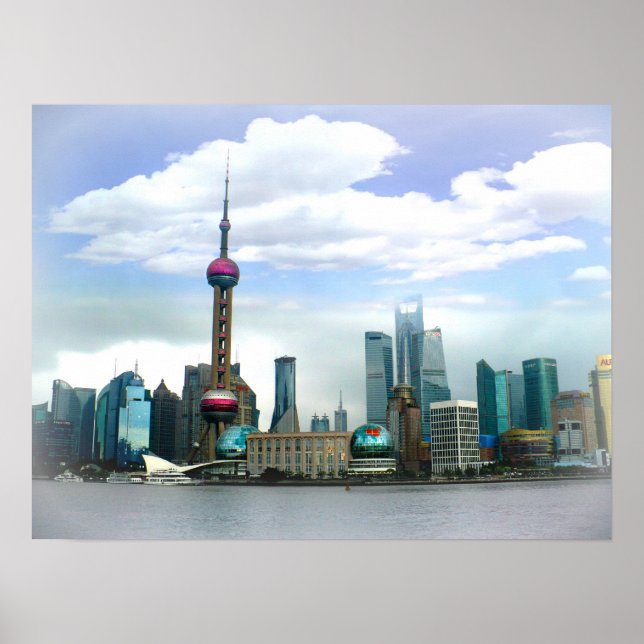 Shanghai 上 海 Skyline - Bund Poster (Framsidan)