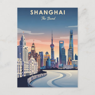 Shanghai Bund Kina Resa Vykort
