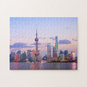 Shanghai China Asia Landmark Skyline Sunset Pussel