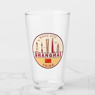 Shanghai China City Skyline Emblem Glaskopp