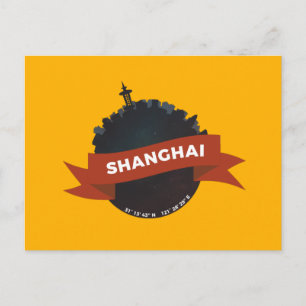 Shanghai China City Skyline Planet Postcard Vykort