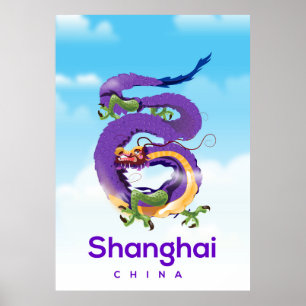 Shanghai China Dragon-reseaffisch Poster