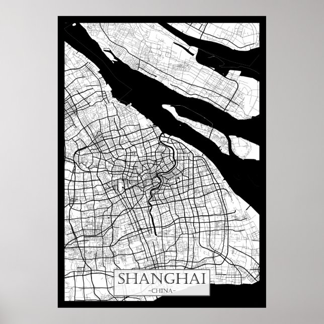 Shanghai China Map Poster (Framsidan)