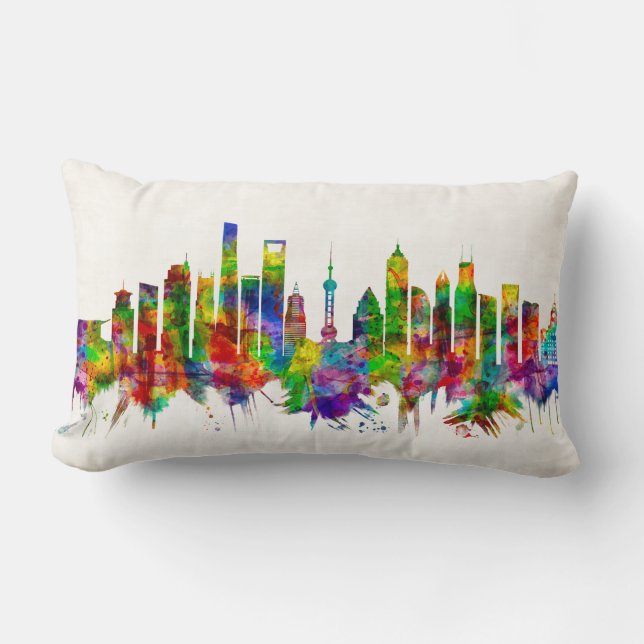 Shanghai China Skyline Lumbarkudde (Framsida)