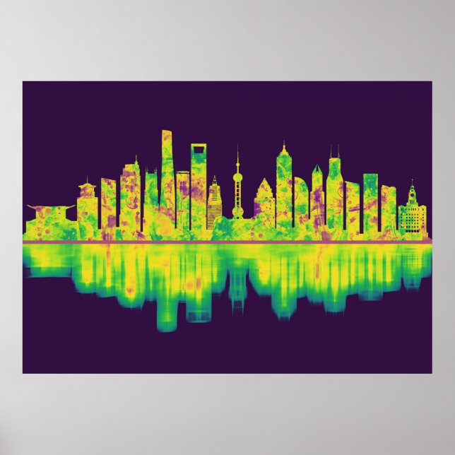 Shanghai China Skyline Poster (Framsidan)