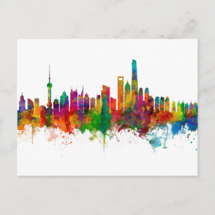 Shanghai China Skyline Vykort