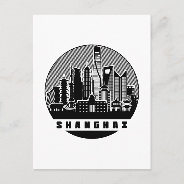 Shanghai China Skyline Vykort (Framsida)