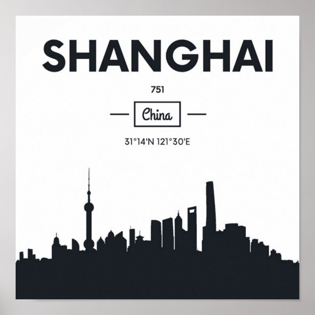 Shanghai, China | Stadskoordinater Poster (Framsidan)