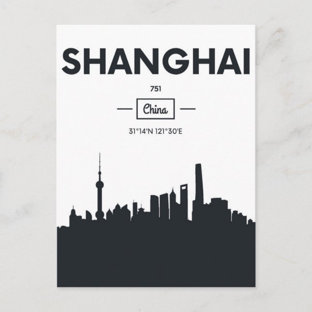 Shanghai, China | Stadskoordinater Vykort (Framsida)