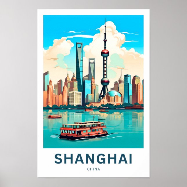 Shanghai China Travel Skriv ut Poster (Framsidan)