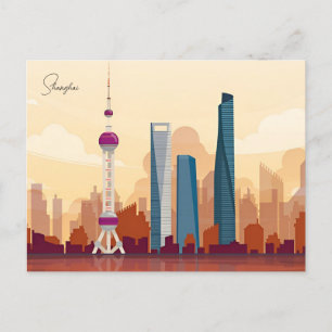Shanghai,China Vintage China Travel city skyline Vykort