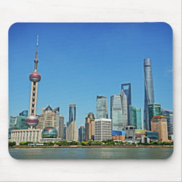Shanghai, China - Vy från Bund - Mousepad Musmatta