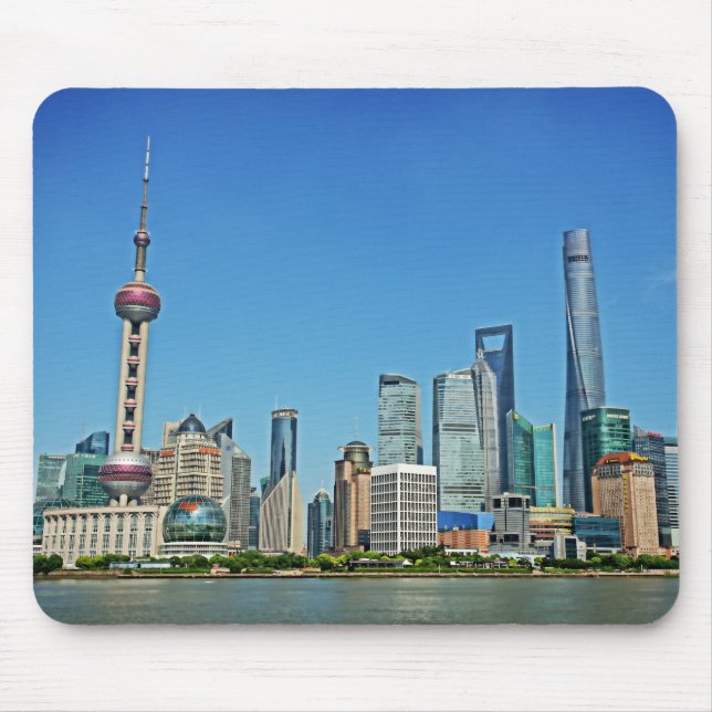 Shanghai, China - Vy från Bund - Mousepad Musmatta (Framsidan)
