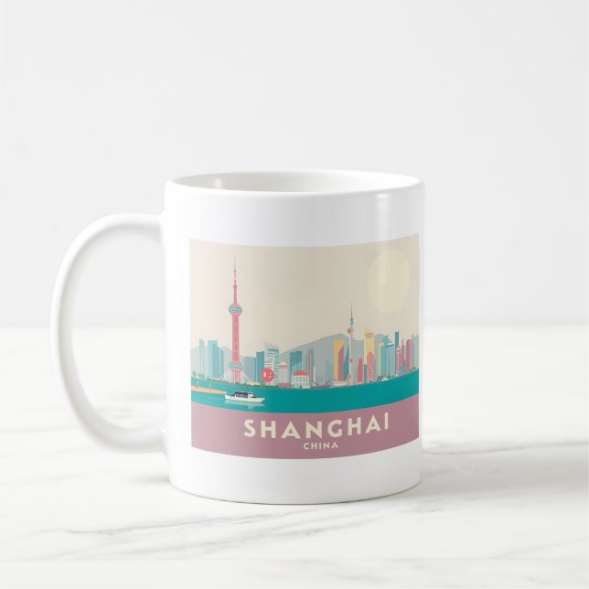 Shanghai-Chinan Bund Pastel Travel Kaffemugg (Vänster)