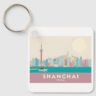 Shanghai-Chinan Bund Pastel Travel Nyckelring