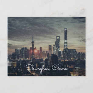 Shanghai Cities Night Skylines Postkort Vykort