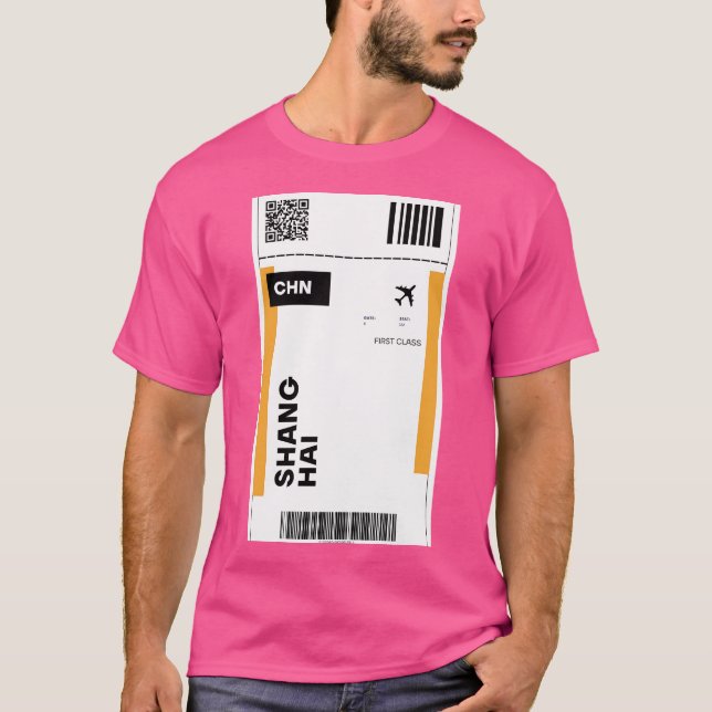 Shanghai Flight Biljett Design - Inspired Travel T Shirt (Framsida)