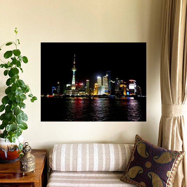 Shanghai i natt fyrkantig klocka (Skapare uppladdad)