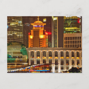 Shanghai i natt vykort