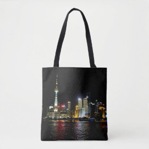 Shanghai i Night Tote Bag Tygkasse