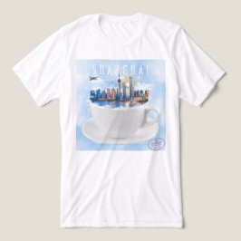 Shanghai i Tekopp - Futuristiska Skyline Art T Shirt