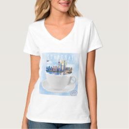 Shanghai i Tekopp - Futuristiska Skyline Art T Shirt