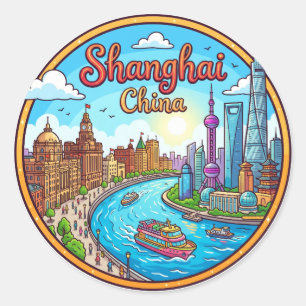 Shanghai, Kina Kina Runt Klistermärke
