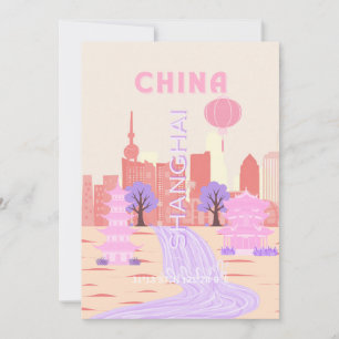 Shanghai Kina Pastell Resa Konst Inbjudningar