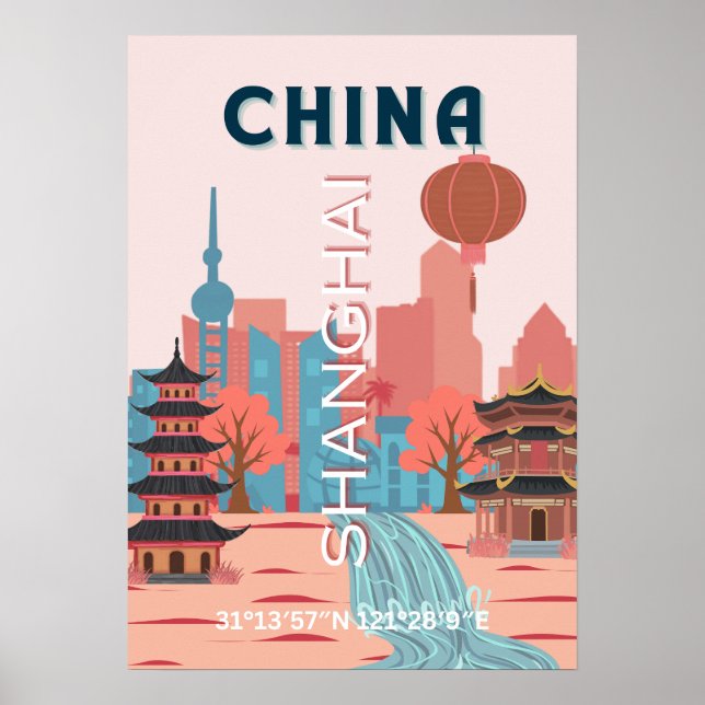 Shanghai Kina Resa Retro Vintage Affisch (Framsidan)
