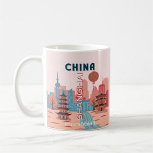 Shanghai Kina Resa Retro Vintage Affisch Kaffemugg