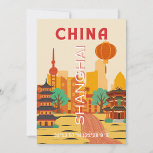 Shanghai Kina Resa Retroaffisch Inbjudningar