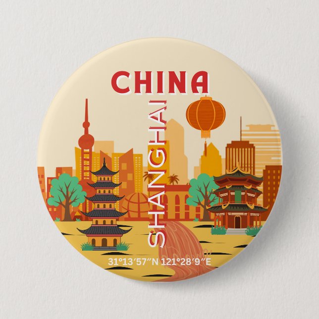 Shanghai Kina Resa Retroaffisch Knapp (Framsida)